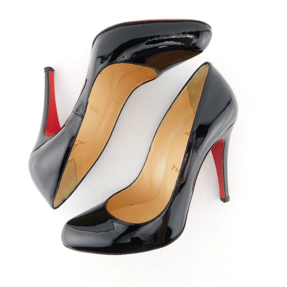 CHRISTIAN LOUBOUTIN Black Patent Leather Heel Pumps 37 - Picture 5 of 8